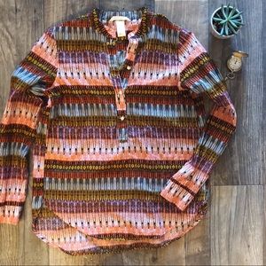 Patterned Half-Button Top